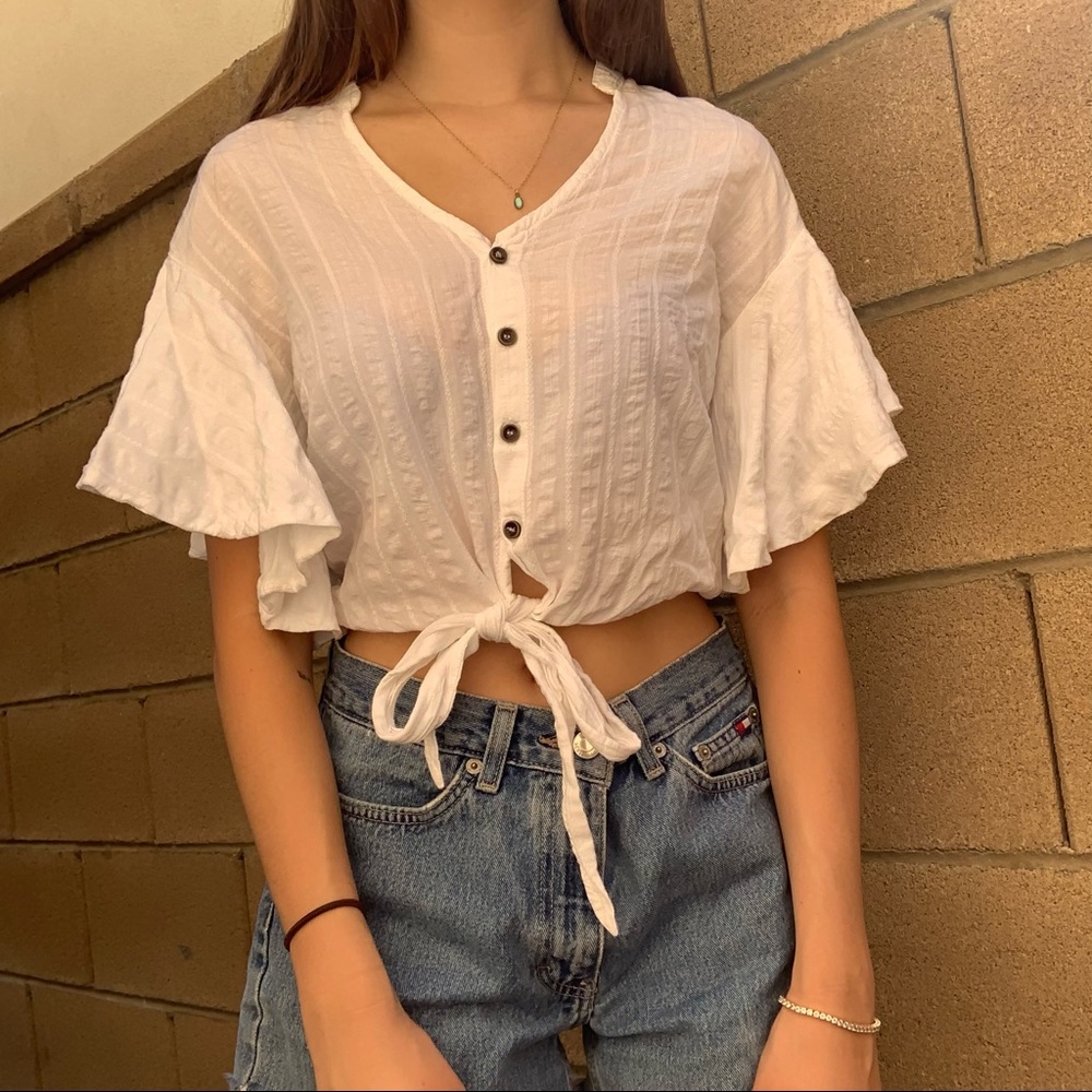 White Bell Sleeve Top